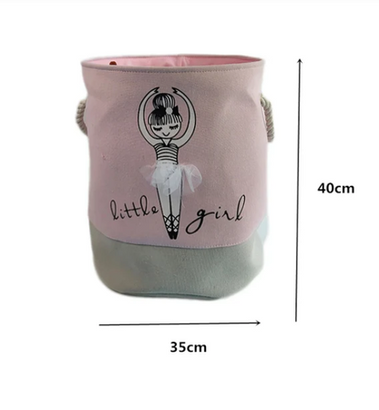 Panier de rangement pliable en toile pour petite princesse.