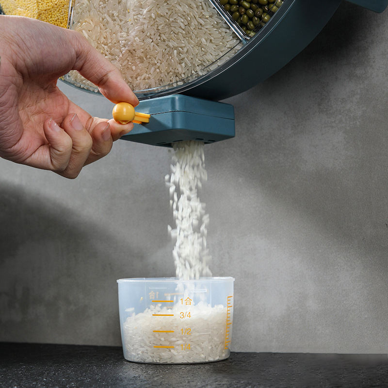 Distributeur mural rotatif 6 compartiments pour aliments secs.