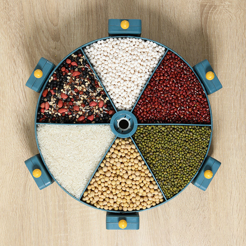 Distributeur mural rotatif 6 compartiments pour aliments secs.